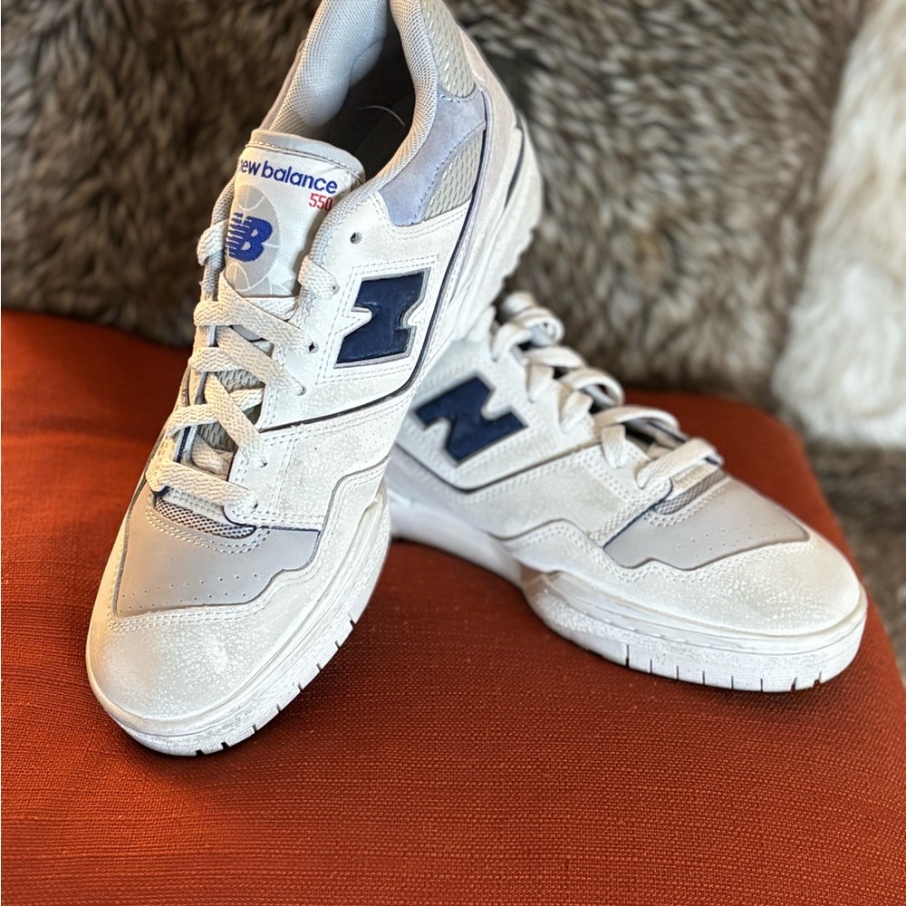 New Balance 550 GD1 Gray and Blue “Distressed Look” Sneakers Men’s 8.5